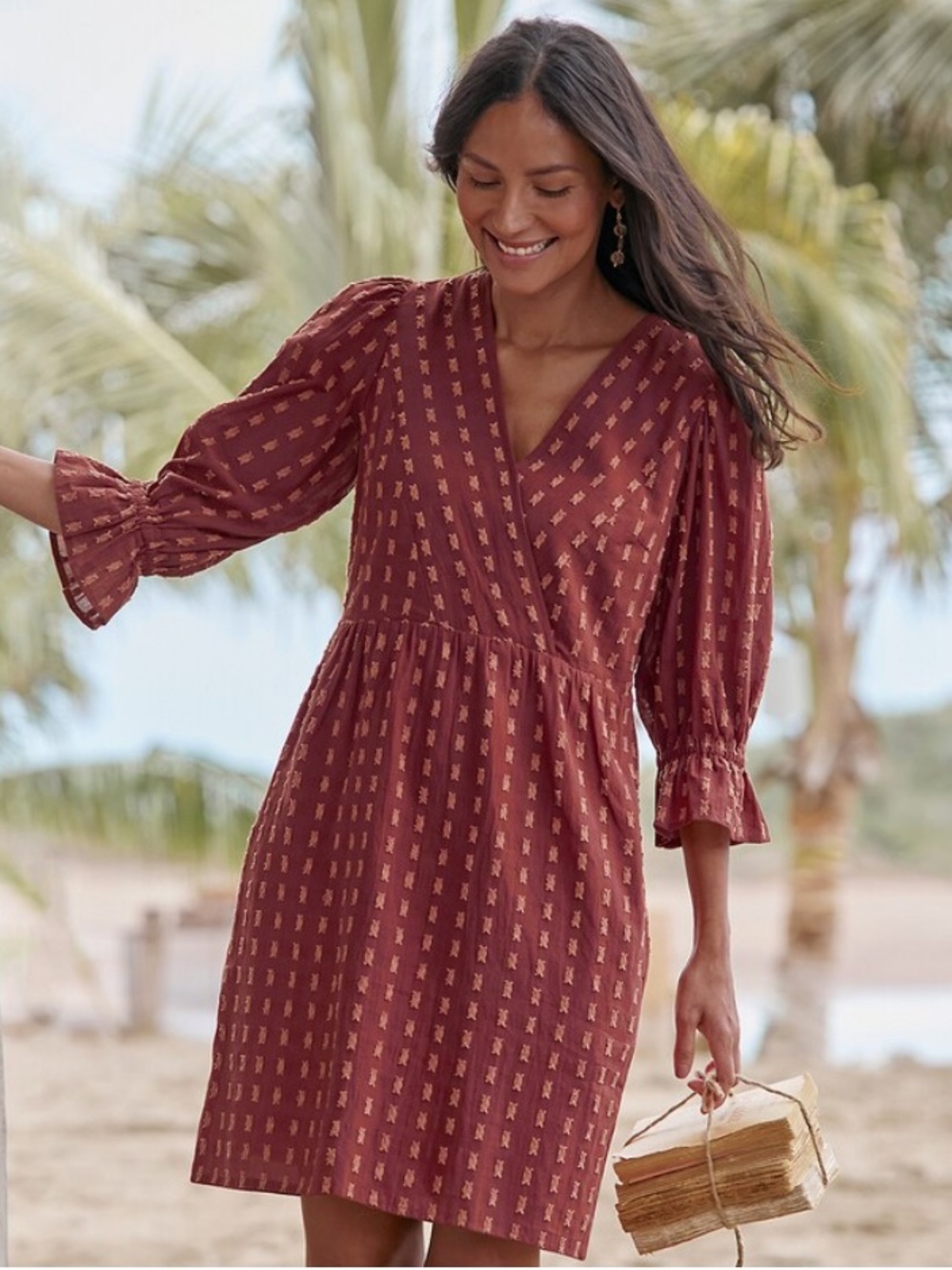 Garnet Hill Organic Cotton Clip Dot Dress, Black